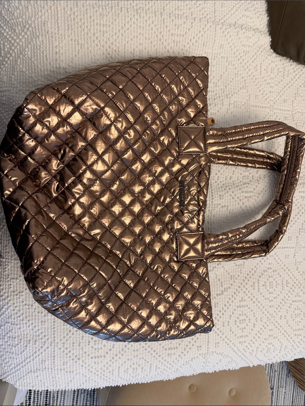 MZ Wallace Quilted Metallic Bronze Tote